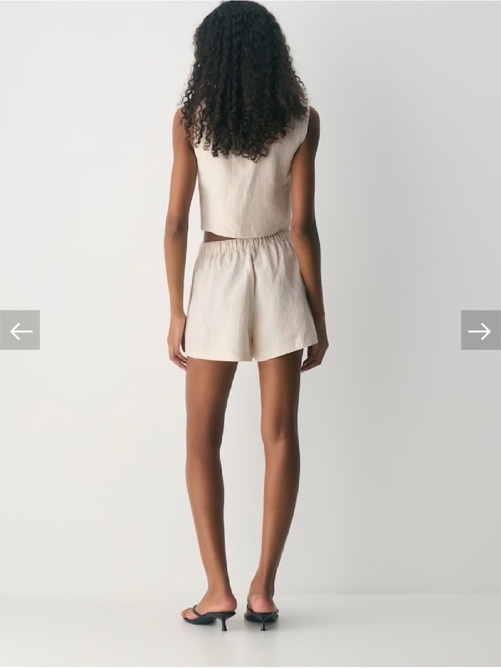Aritzia Cream Pinstripe High-Waist Linen Drawstring Shorts Size S - Picture 8 of 8